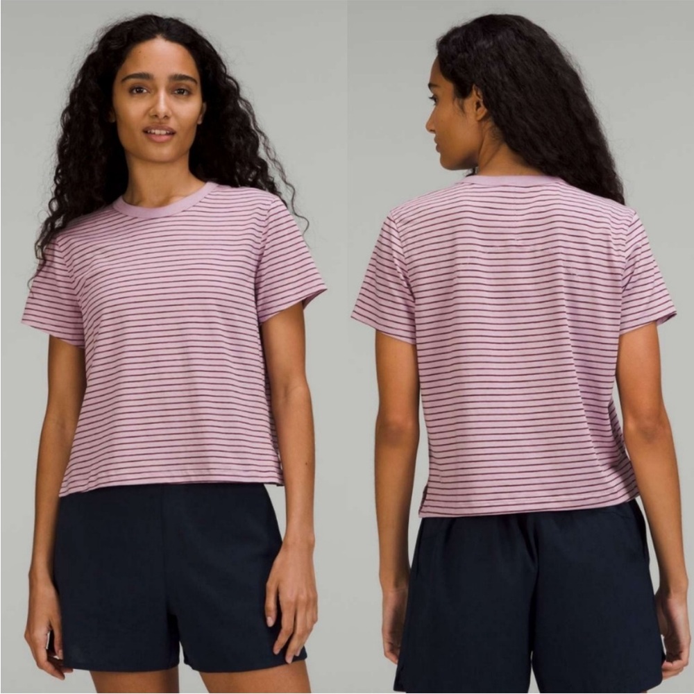 lululemon Classic Fit Cotton T-shirt Dusty Rose/Merlot Stripes